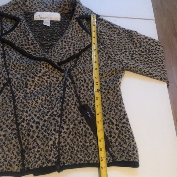 Curio New York  Large leopard print cardigan zip front blazer look with pockets - Picture 10 of 13